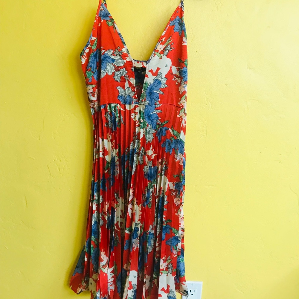70’s satin floral midi dress (NWT)